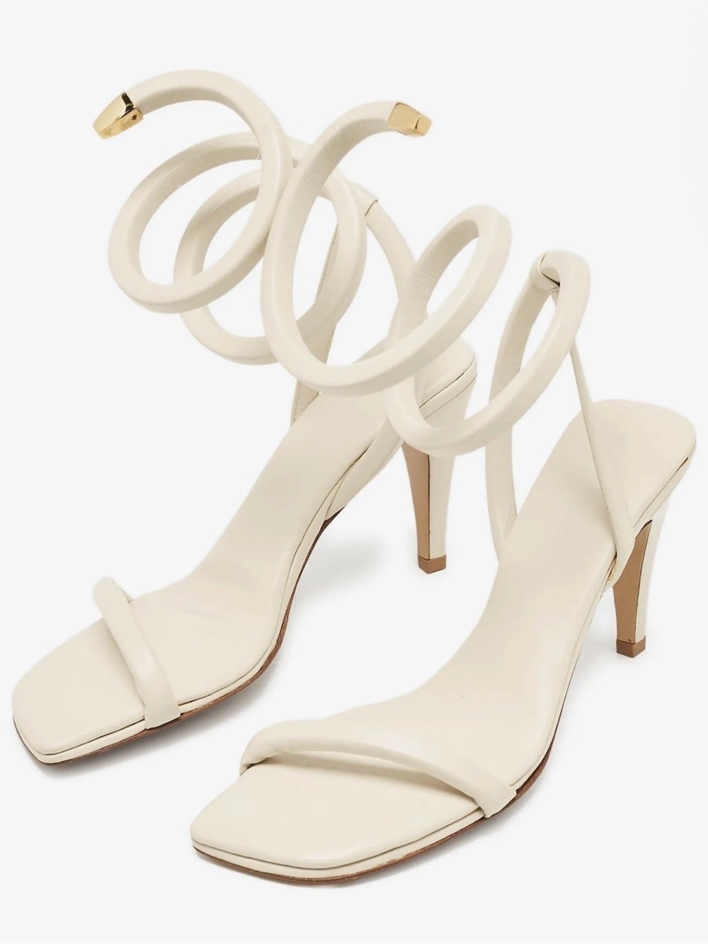 Bottega Veneta Spiral Wrap Ivory High-Heel Sandals EU SZ 40